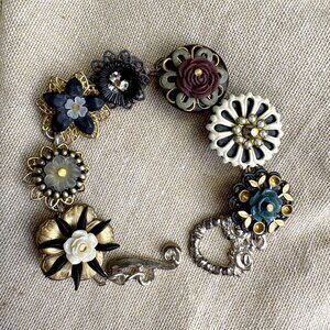 Metal Monk 7 link floral steampunk bracelet